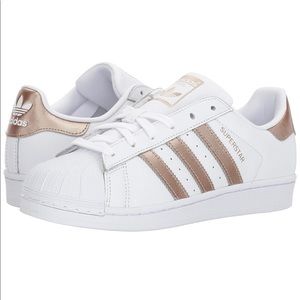 adidas Women's Superstar White and Gold Sneakers